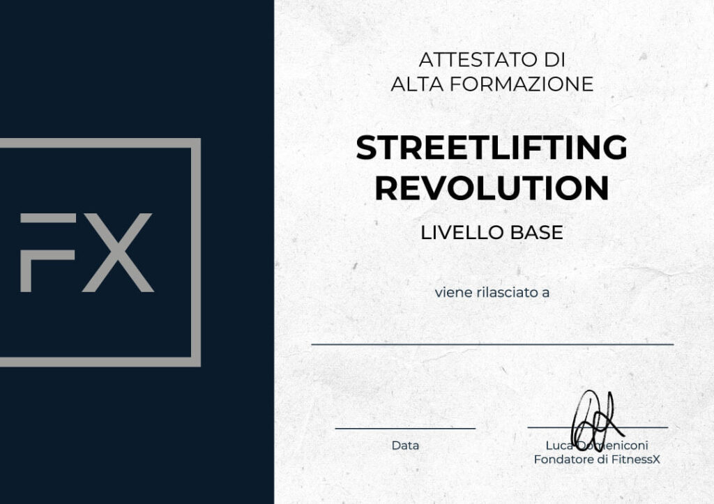 attestato di partecipazione streetlifting revolution